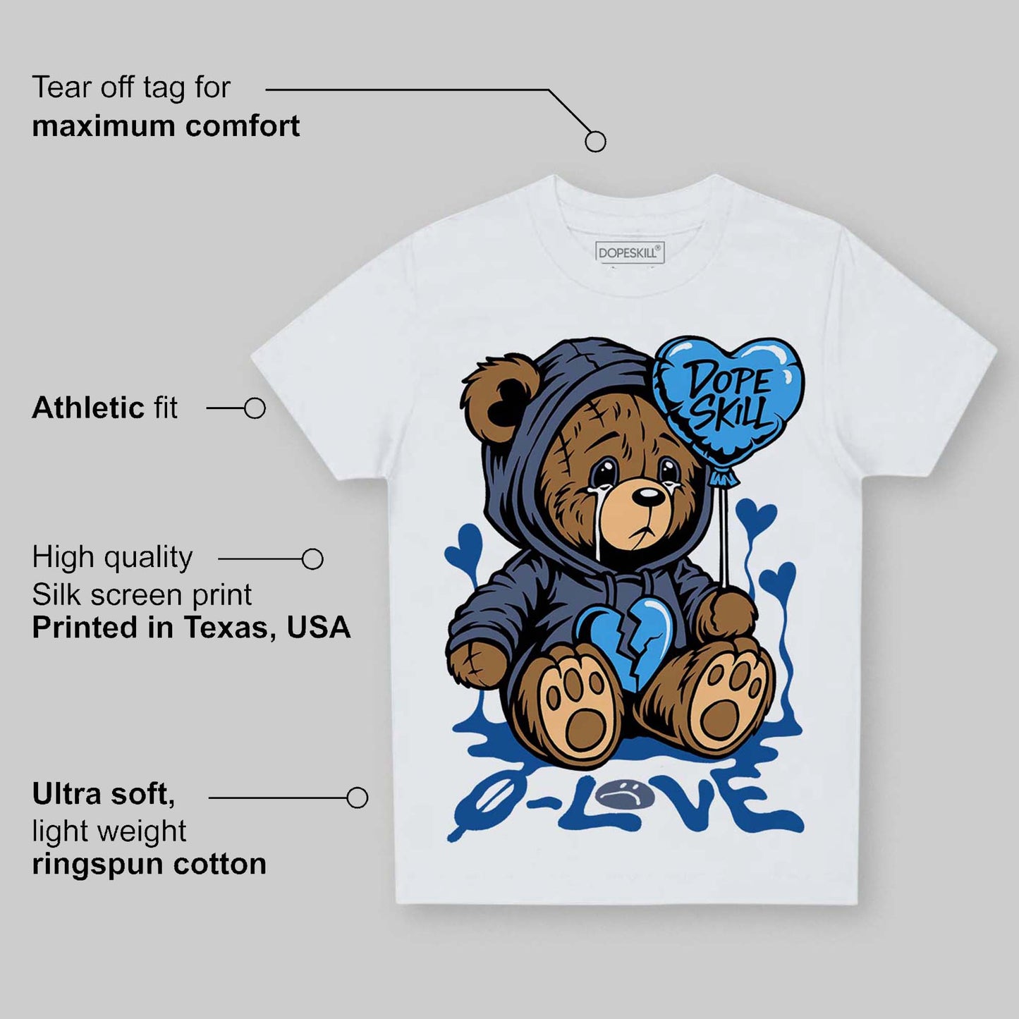 Diffused Blue 11s DopeSkill Toddler Kids T-shirt Broken Bear Graphic