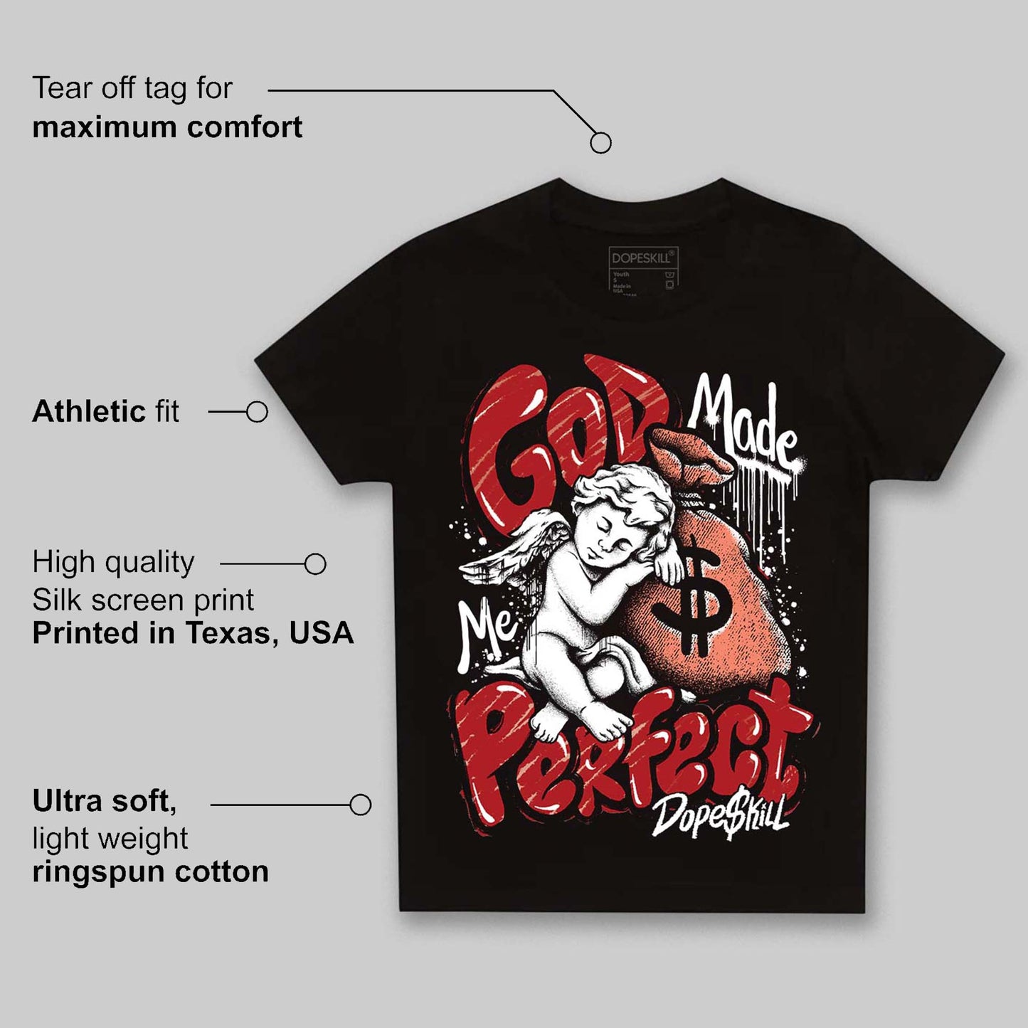 Rare Air Cinnabar 1s DopeSkill Toddler Kids T-shirt God Made Me Perfect Graphic