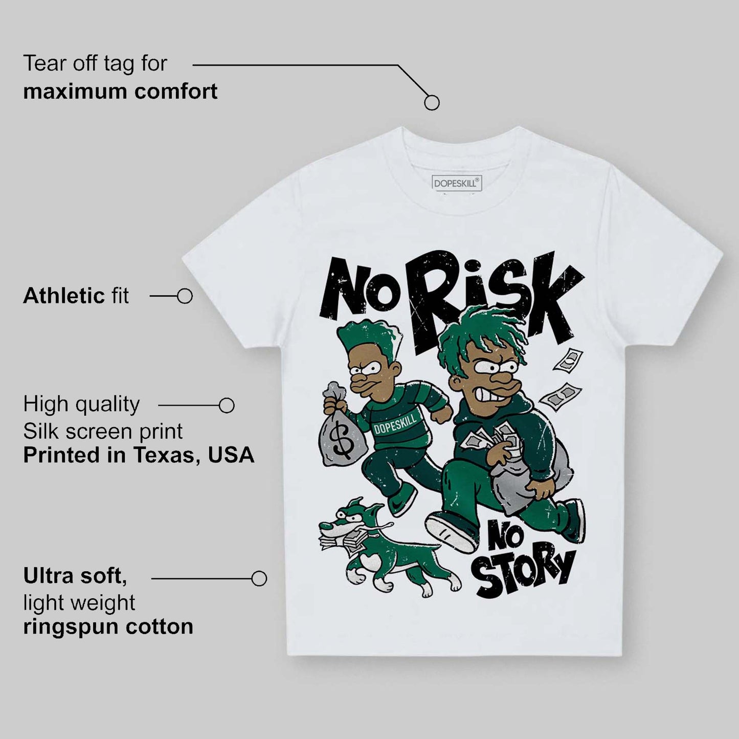 Oxidized Green 4s DopeSkill Toddler Kids T-shirt No Risk No Story Graphic