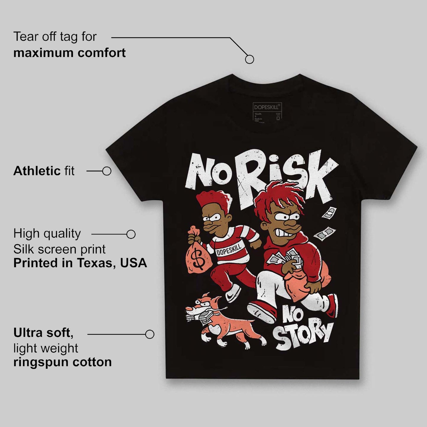 Rare Air Cinnabar 1s DopeSkill Toddler Kids T-shirt No Risk No Story Graphic