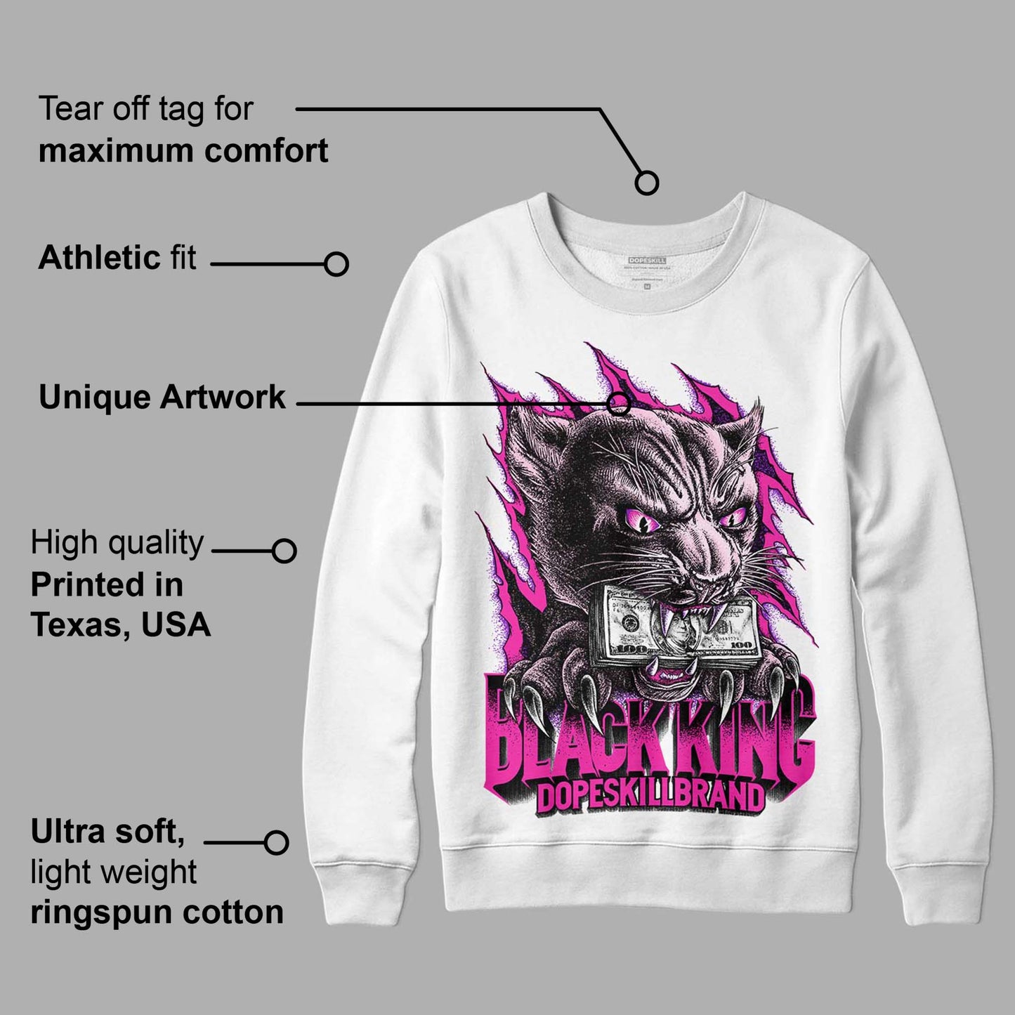 Pink Collection DopeSkill Sweatshirt Black King Graphic