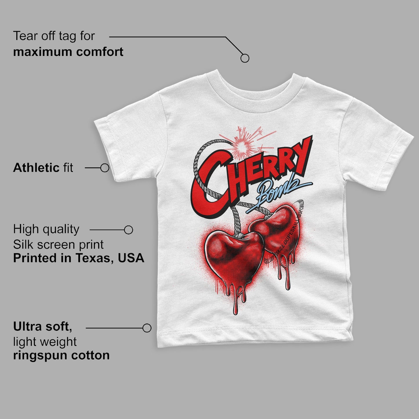 Cherry 11s  DopeSkill Toddler Kids T-shirt Cherry Bomb Graphic