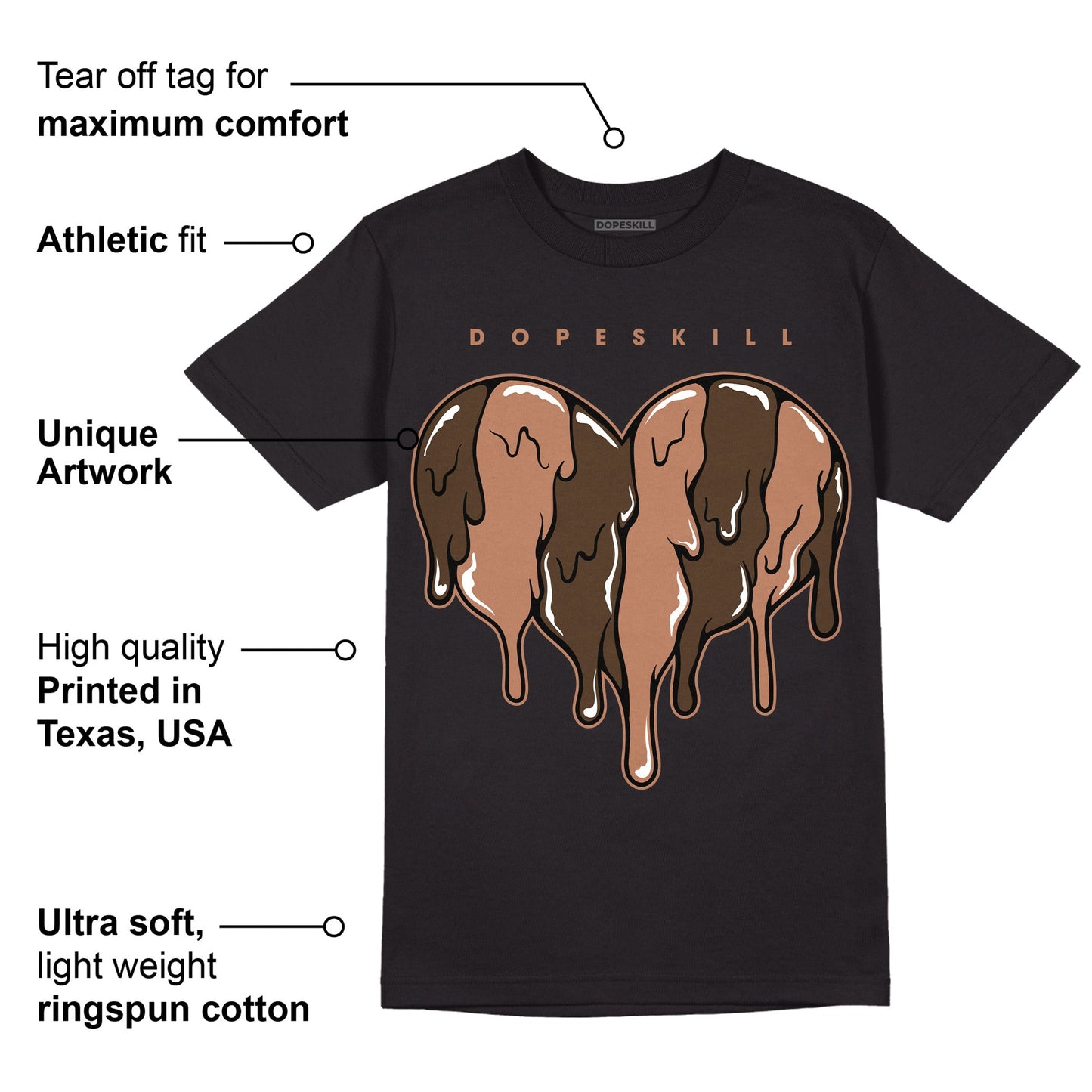 AJ 1 Mid Dark Chocolate DopeSkill T-Shirt Slime Drip Heart Graphic