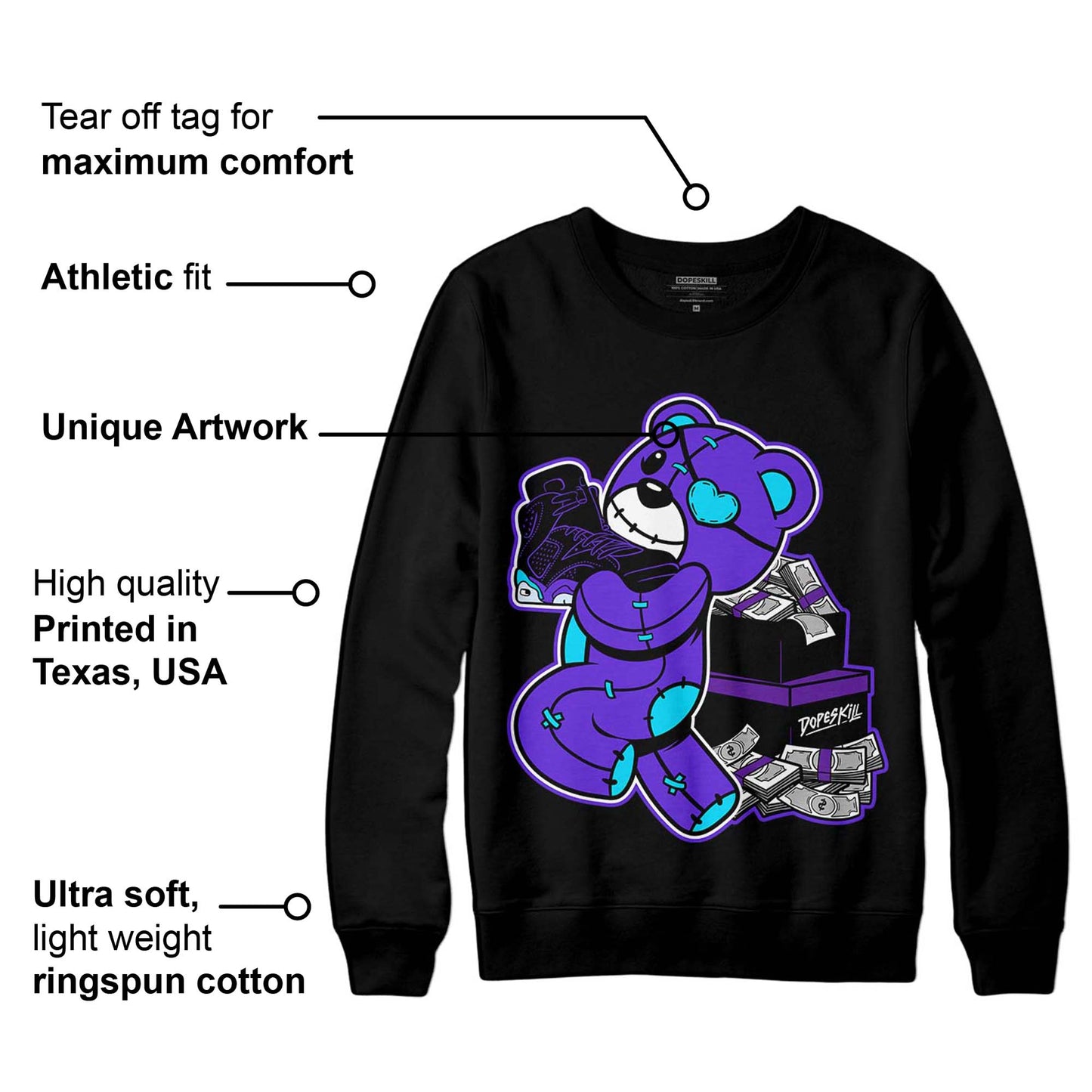 Aqua 6s DopeSkill Sweatshirt Bear Steals Sneaker Graphic