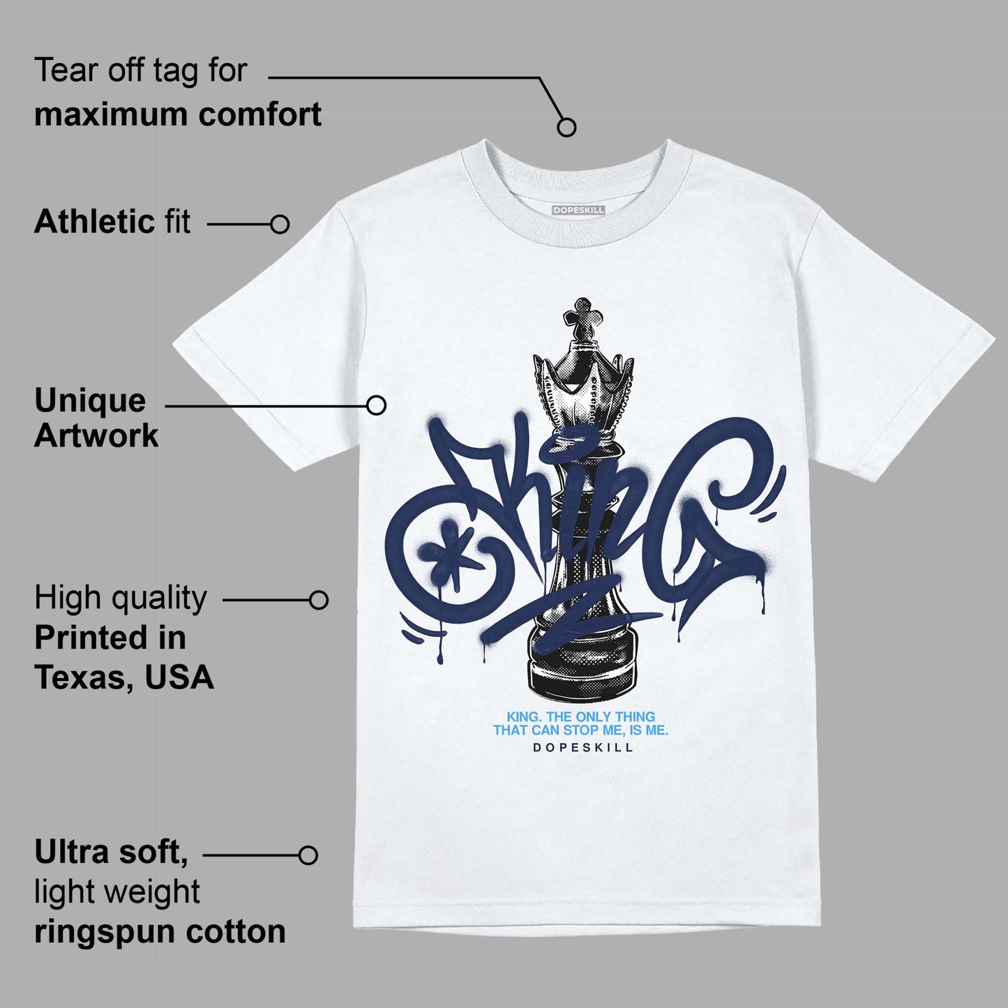 Midnight Navy 3s DopeSkill T-Shirt King Chess Graphic