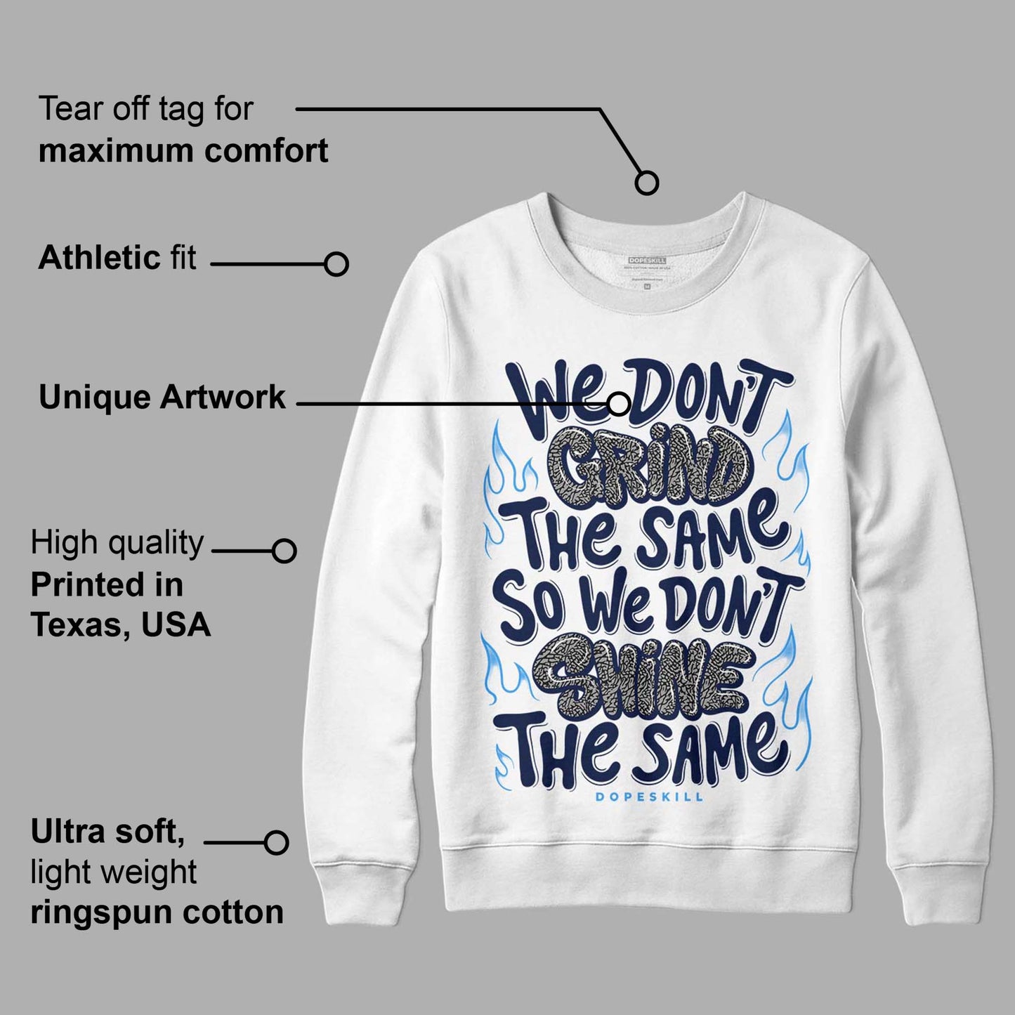 Midnight Navy 3s DopeSkill Sweatshirt Grind Shine Graphic