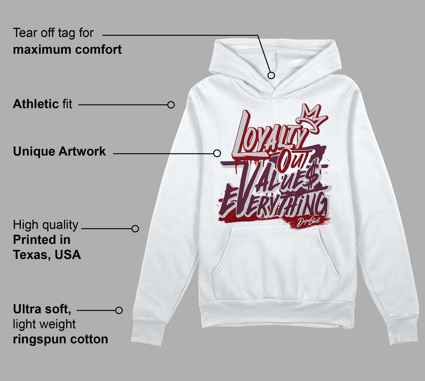 Burgundy 5s DopeSkill Hoodie Sweatshirt LOVE Graphic