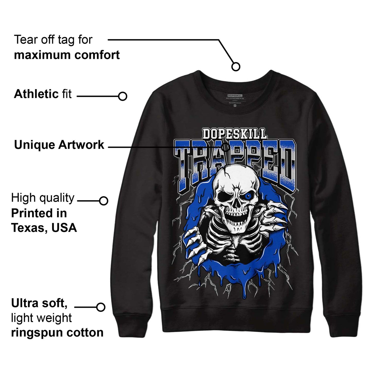 AJ 5 Racer Blue DopeSkill Sweatshirt Trapped Halloween Graphic