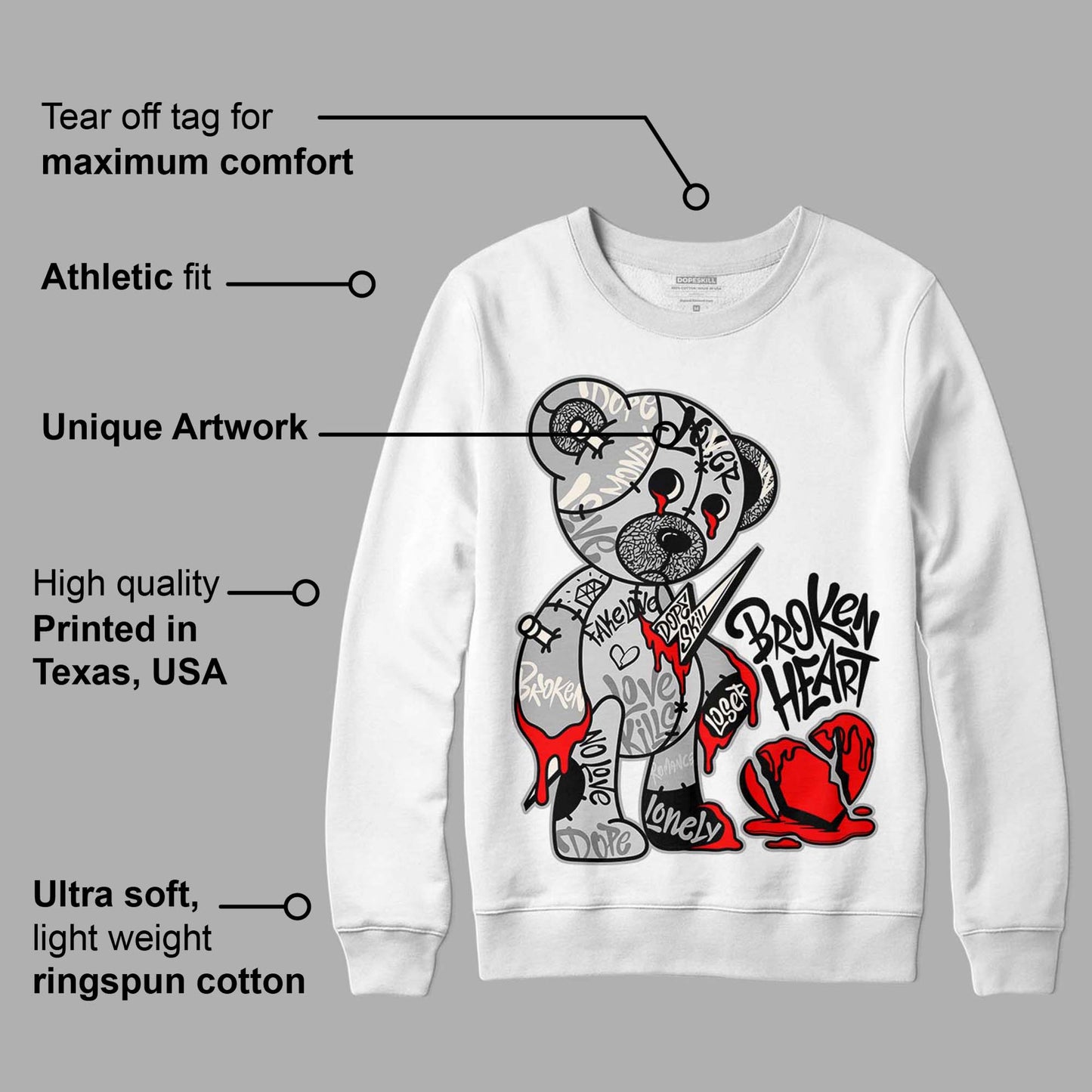 Off Noir 3s DopeSkill Sweatshirt Broken Heart Graphic