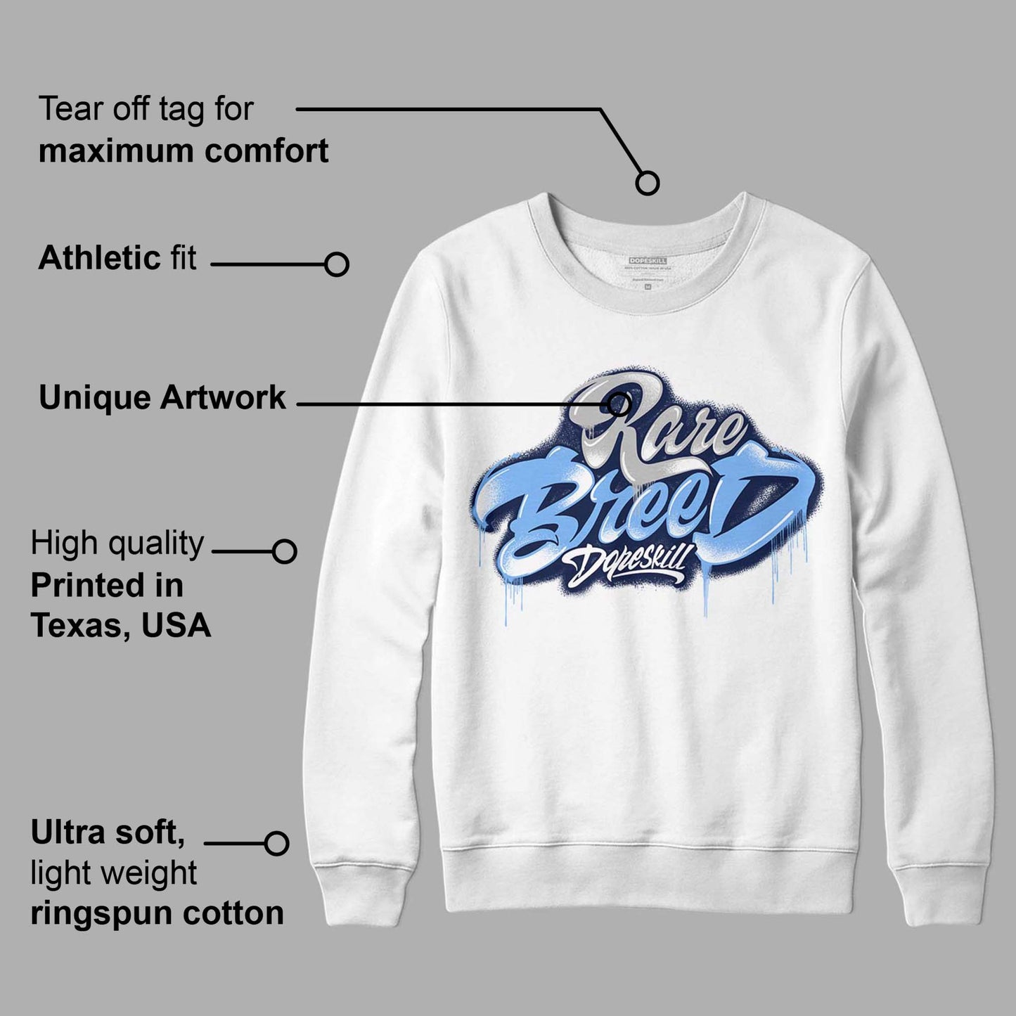Midnight Navy 5s DopeSkill Sweatshirt Rare Breed Type Graphic