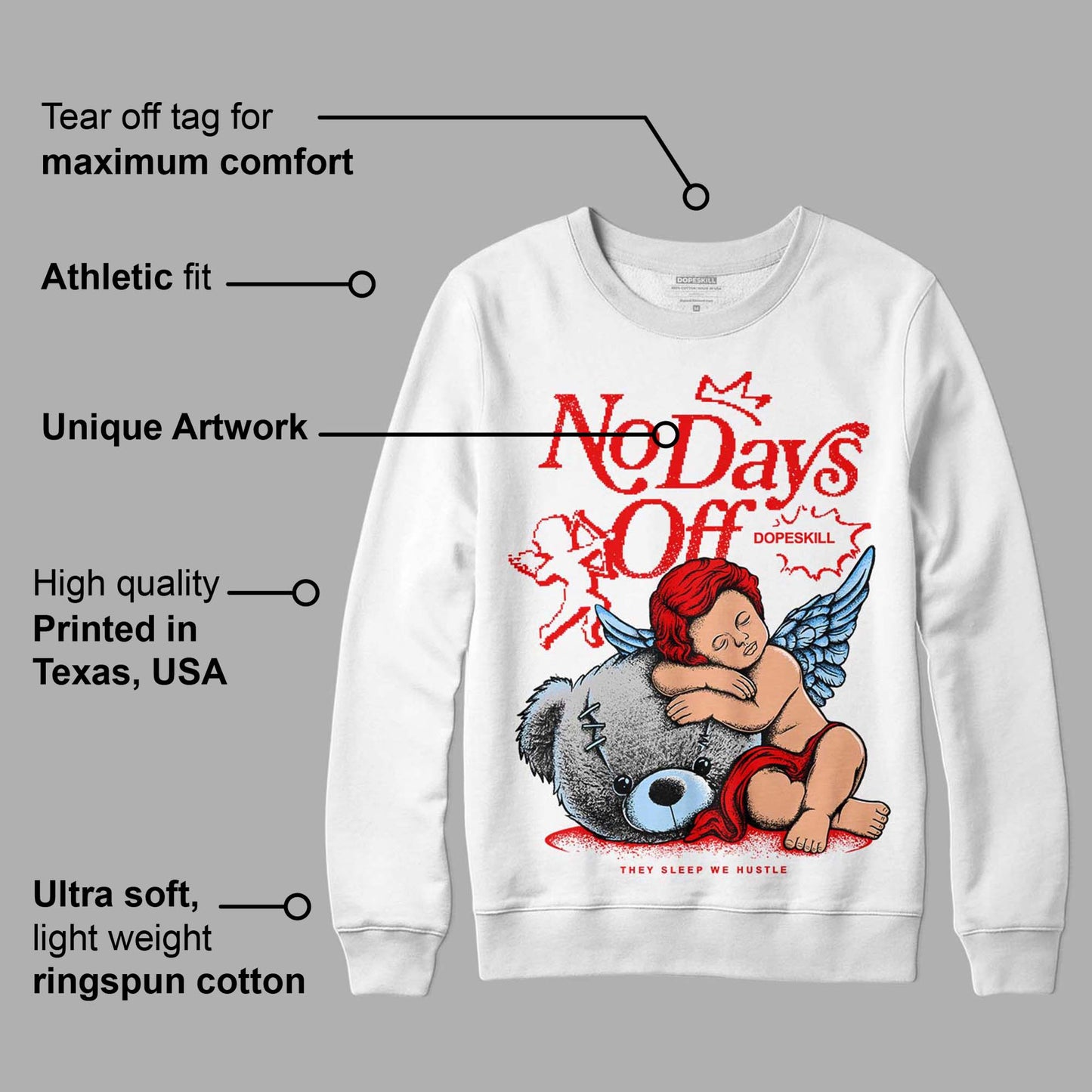 Cherry 11s DopeSkill Sweatshirt New No Days Off Graphic