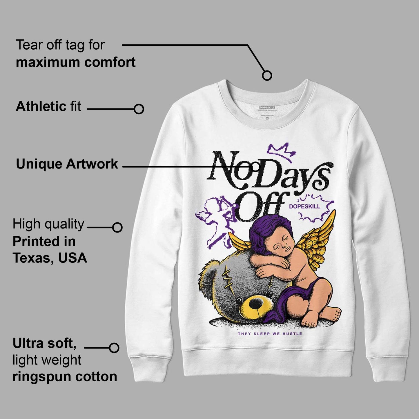 Field Purple 12s DopeSkill Sweatshirt New No Days Off Graphic