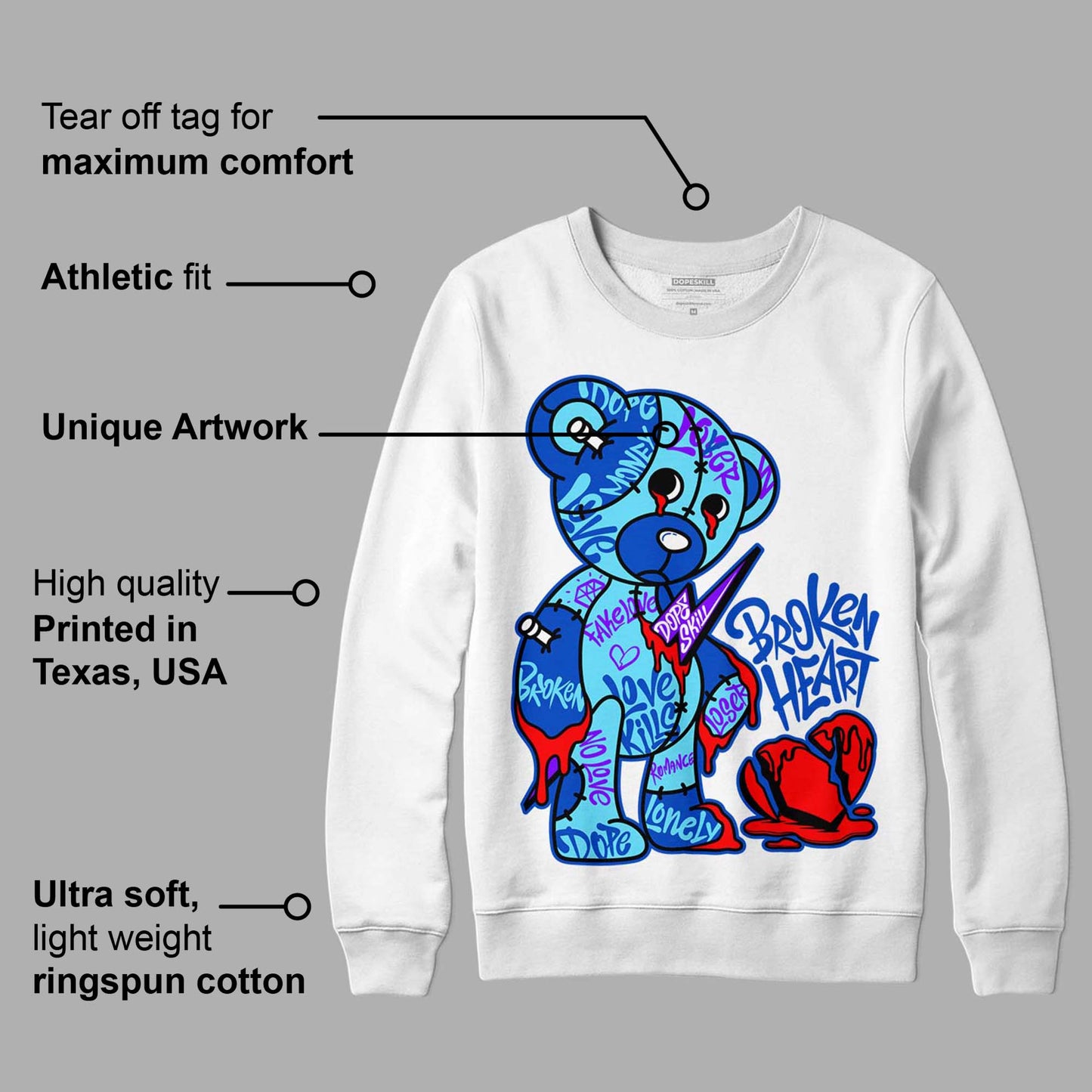 SB Dunk Argon DopeSkill Sweatshirt Broken Heart Graphic