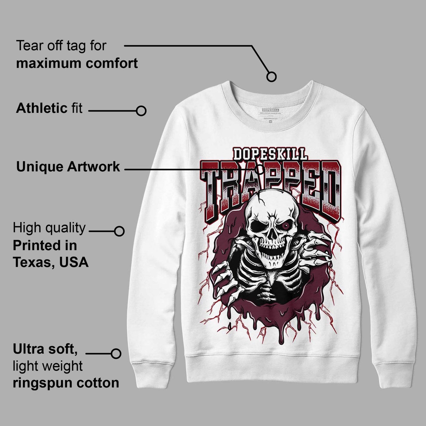 Burgundy 5s DopeSkill Sweatshirt Trapped Halloween Graphic