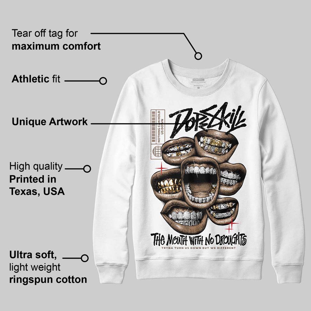 Olive 9s DopeSkill Sweatshirt The Mouth With No Droughts Graphic