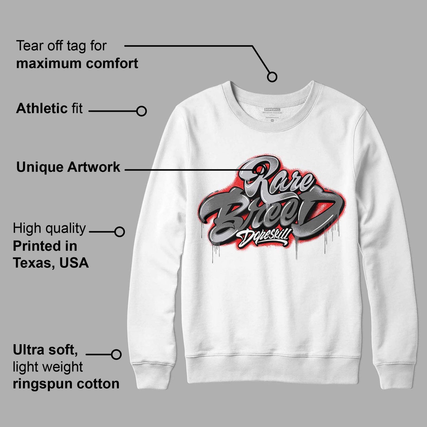 Grey Collection DopeSkill Sweatshirt Rare Breed Type Graphic