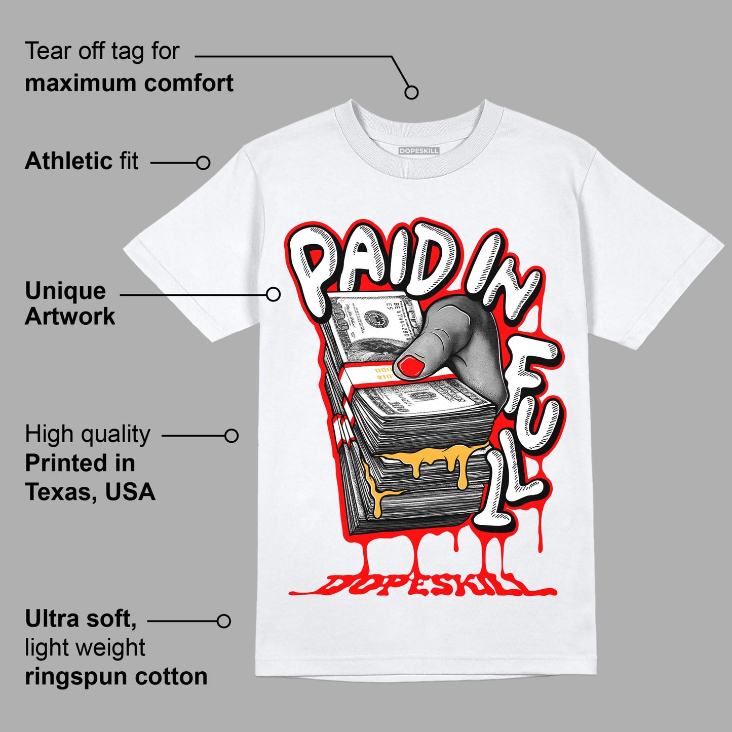 Dunk Low Gym Red DopeSkill T-Shirt Paid In Full Graphic