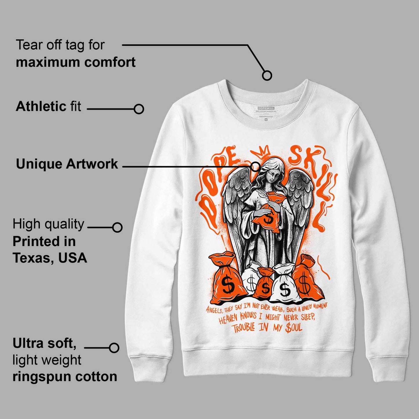 Orange Milk DopeSkill Sweatshirt Angels Graphic