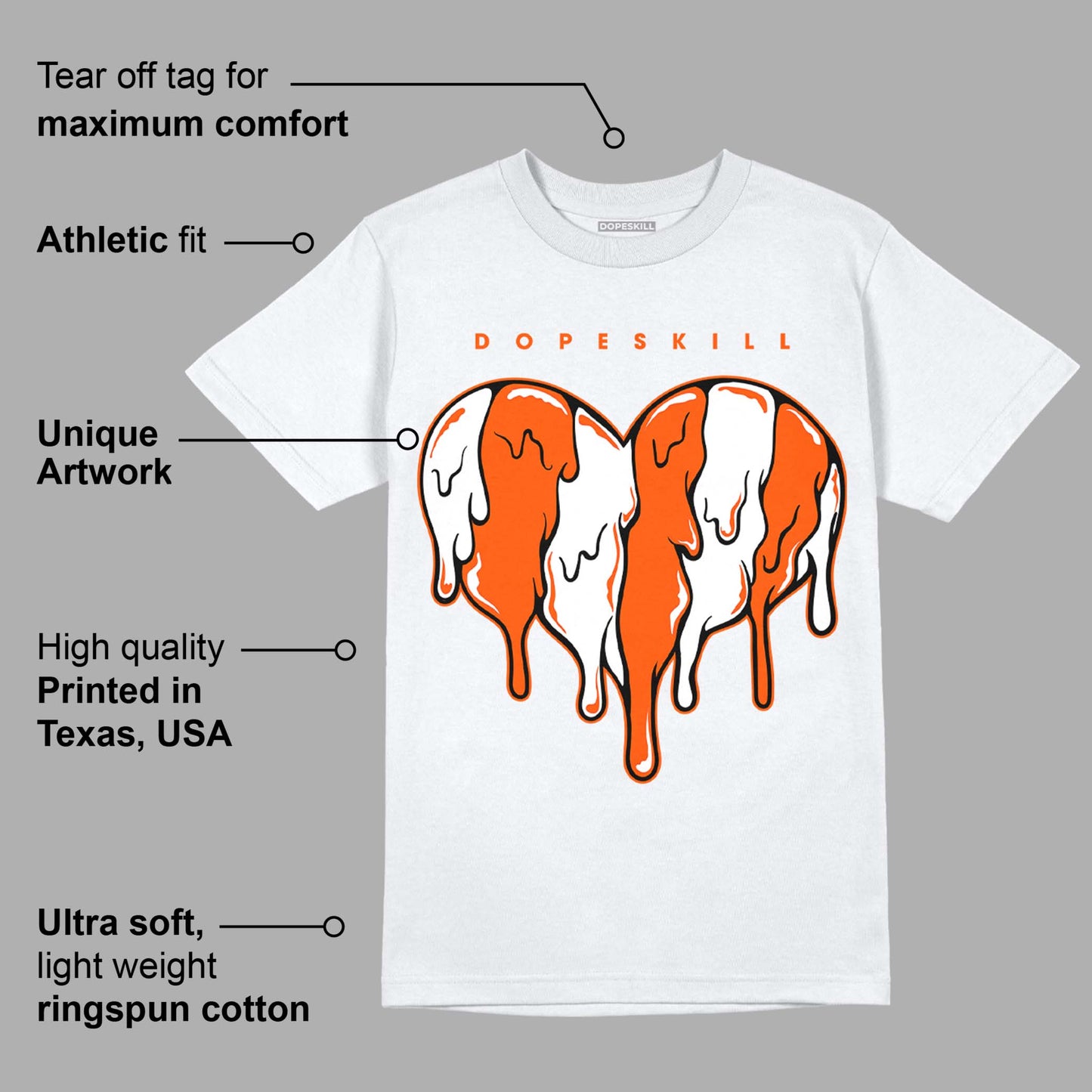 Orange Milk DopeSkill T-Shirt Slime Drip Heart Graphic