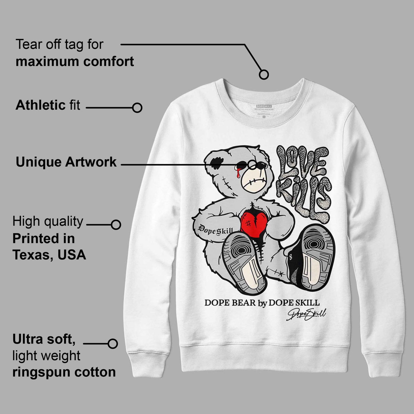 Off Noir 3s DopeSkill Sweatshirt Love Kills Graphic