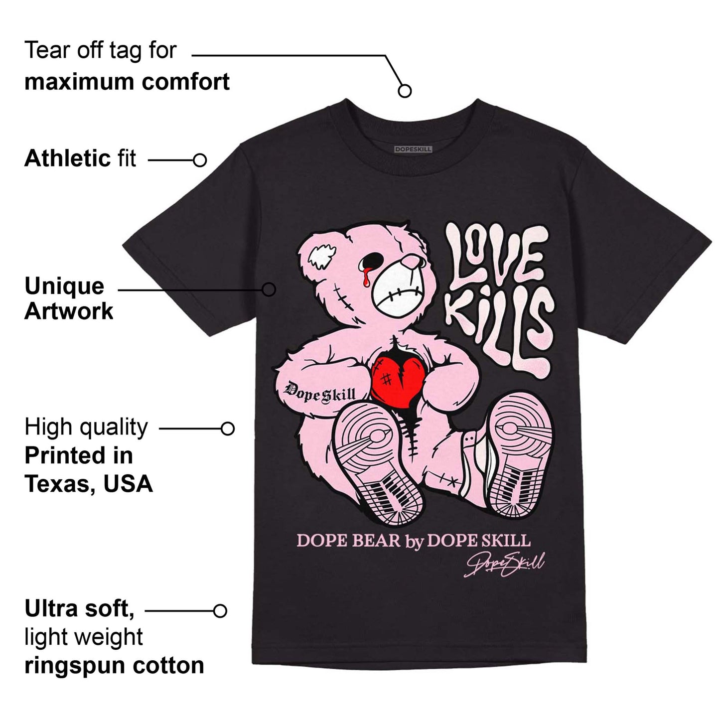 Dunk Low Pink Foam DopeSkill T-Shirt Love Kills Graphic