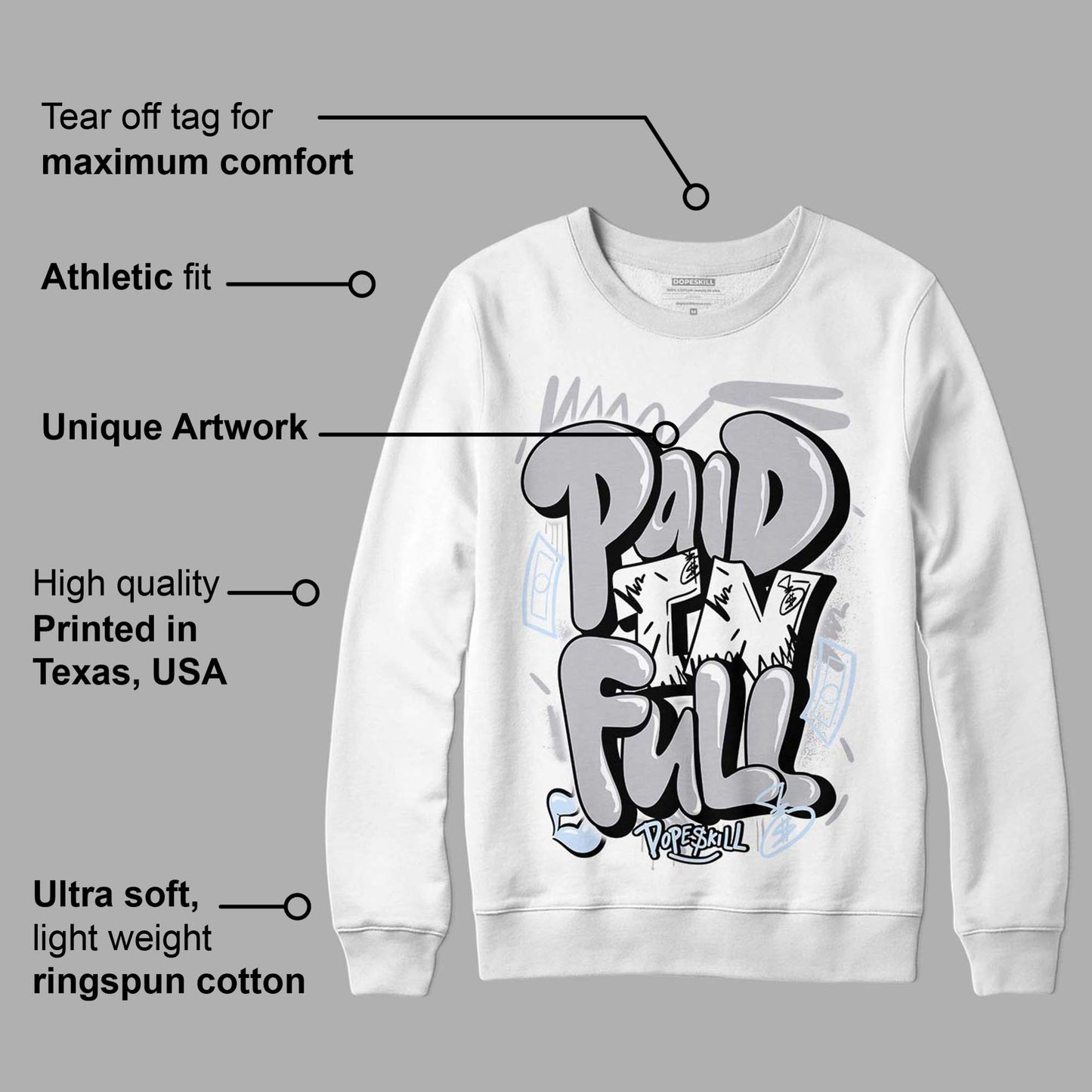 Cement Grey 11s DopeSkill Sweatshirt New Paid In Full Graphic