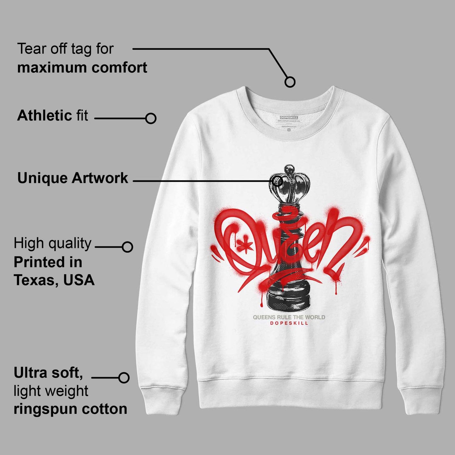 Fire Red 3s DopeSkill Sweatshirt Queen Chess Graphic