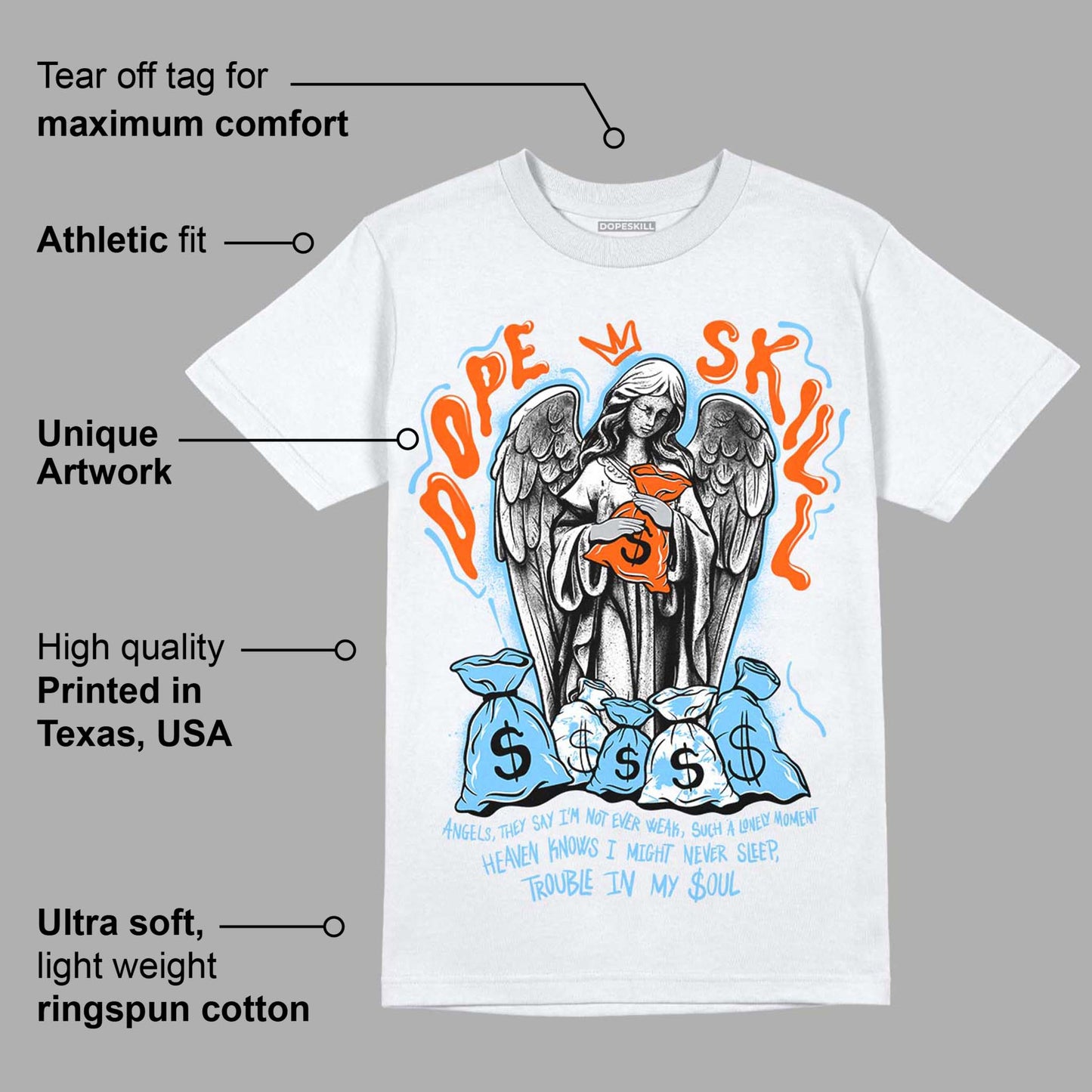 Dunk Low Futura University Blue DopeSkill T-Shirt Angels Graphic