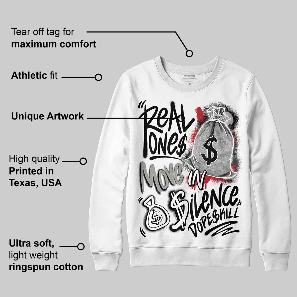 Black Cat 3s DopeSkill Sweatshirt Real Ones Move In Silence Graphic