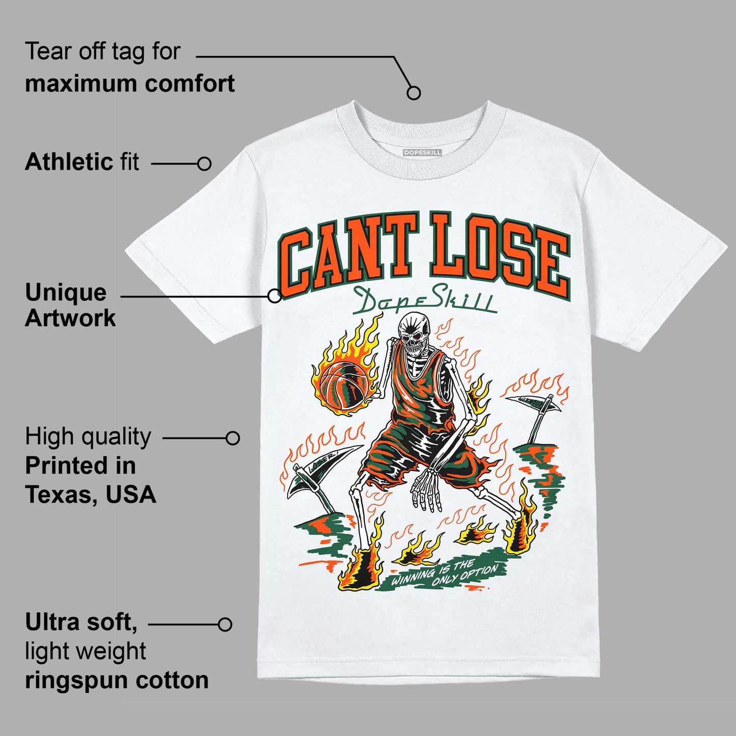 Dunk Low Team Dark Green Orange DopeSkill T-Shirt Cant Lose Graphic