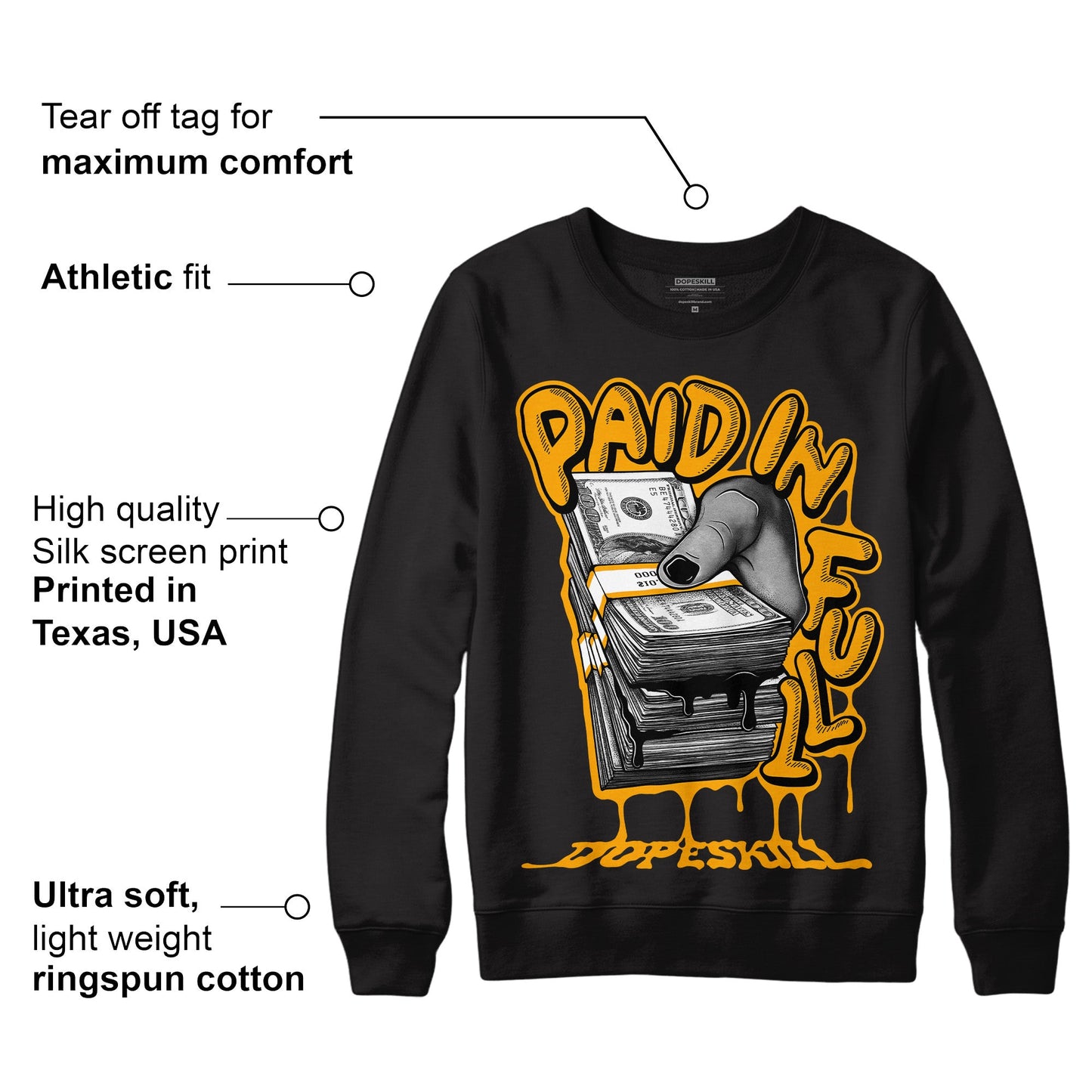 Black Taxi 12s DopeSkill Sweatshirt Paid In Full Graphic