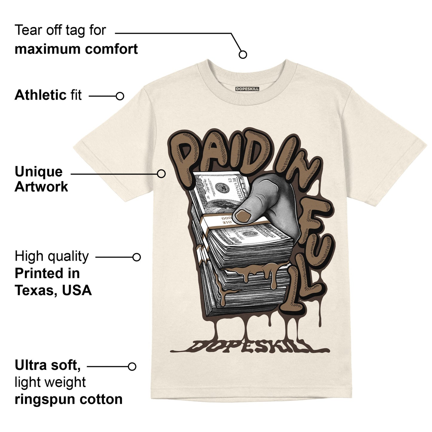 AJ 1 Low OG ‚ÄúReverse Mocha‚Äù DopeSkill Sail T-shirt Paid In Full Graphic