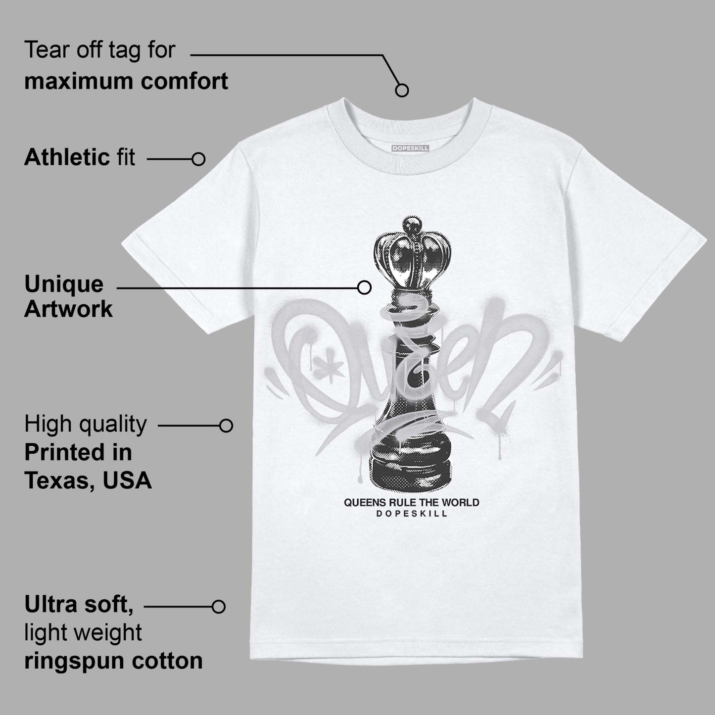 Cement Grey 11s DopeSkill T-Shirt Queen Chess Graphic