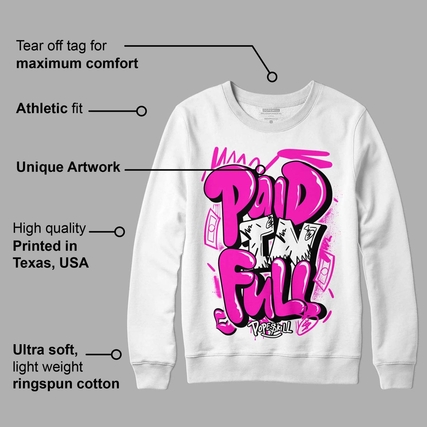 Dunk Low Active Fuchsia DopeSkill Sweatshirt New Paid In Full Graphic