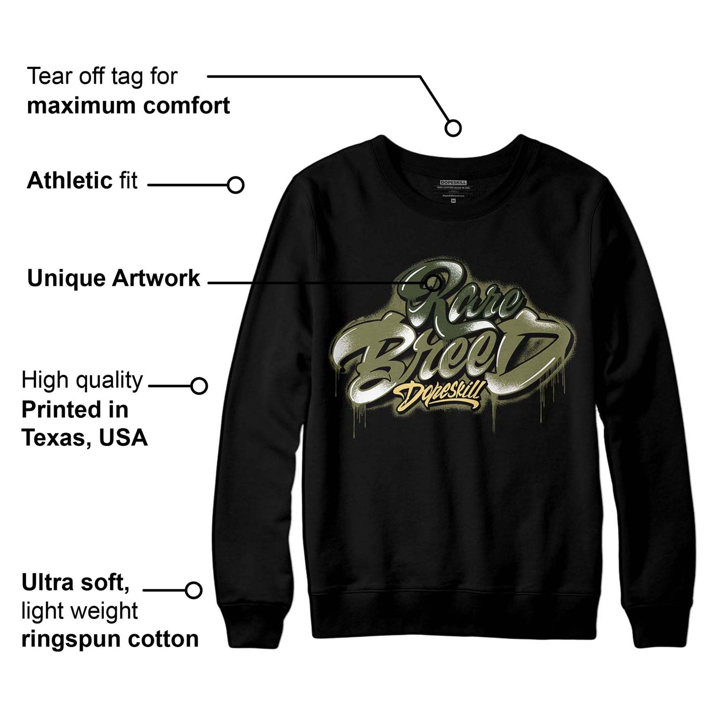 Craft Olive 4s DopeSkill Sweatshirt Rare Breed Type Graphic