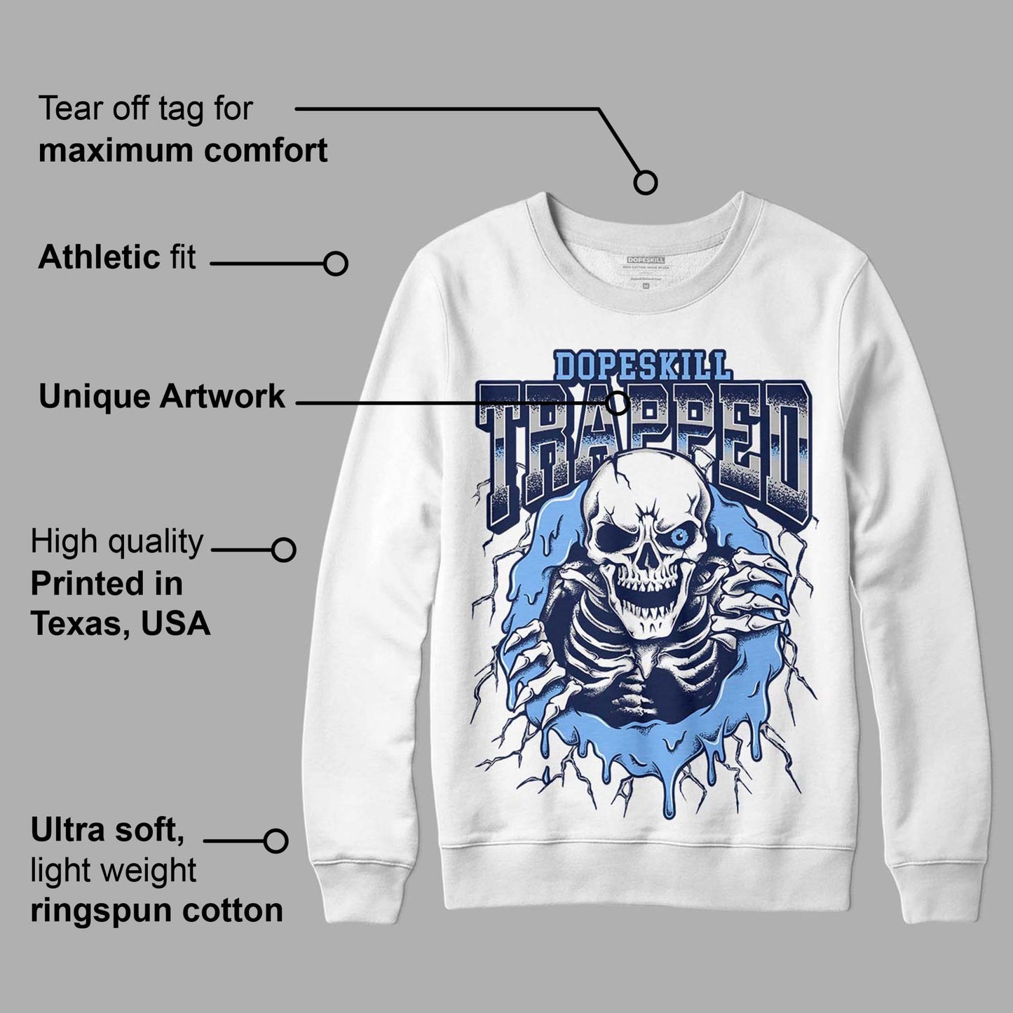 Midnight Navy 5s DopeSkill Sweatshirt Trapped Halloween Graphic