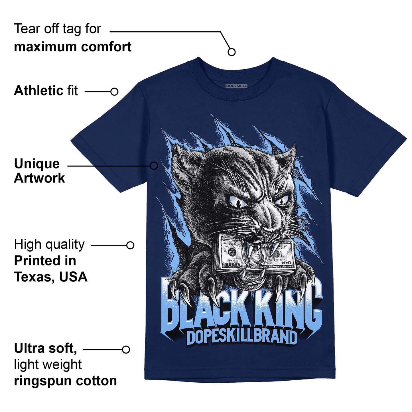 Midnight Navy 5s DopeSkill Navy T-Shirt Black King Graphic