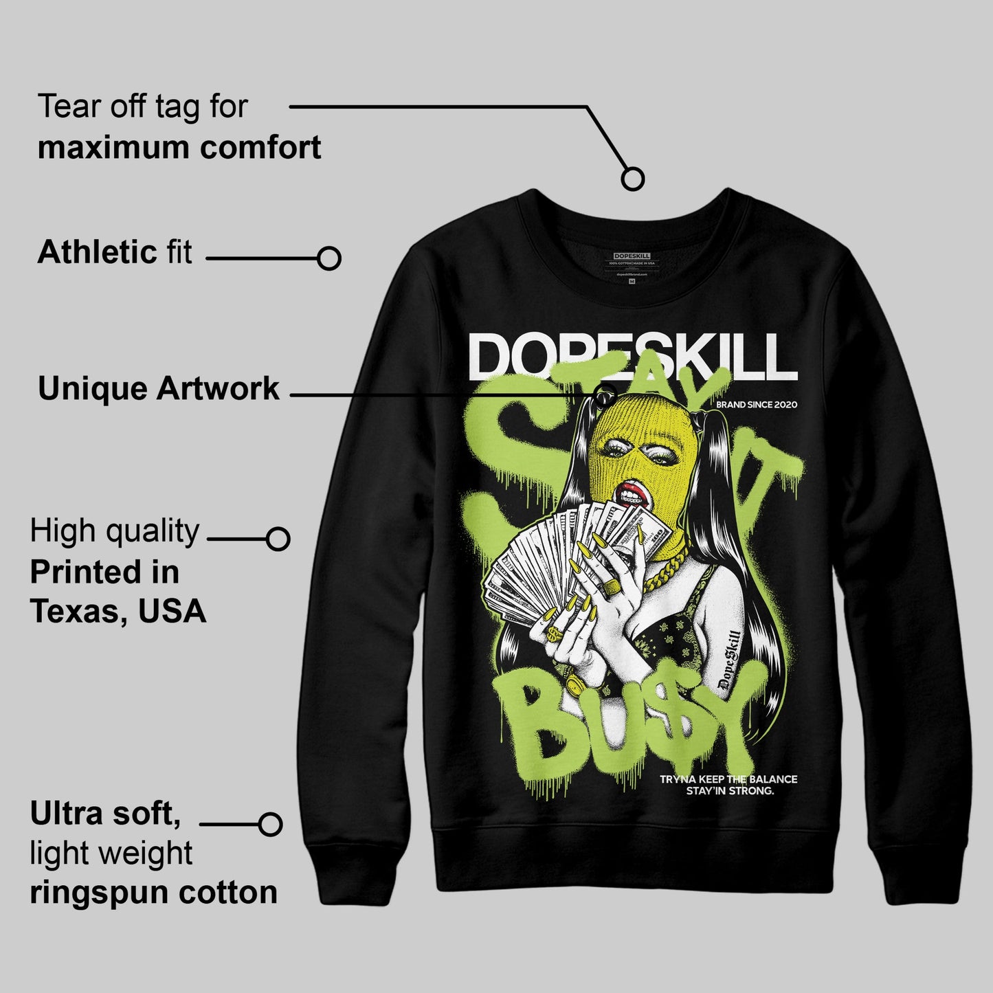 Bright Cactus 13s DopeSkill Sweatshirt Stay It Busy Graphic