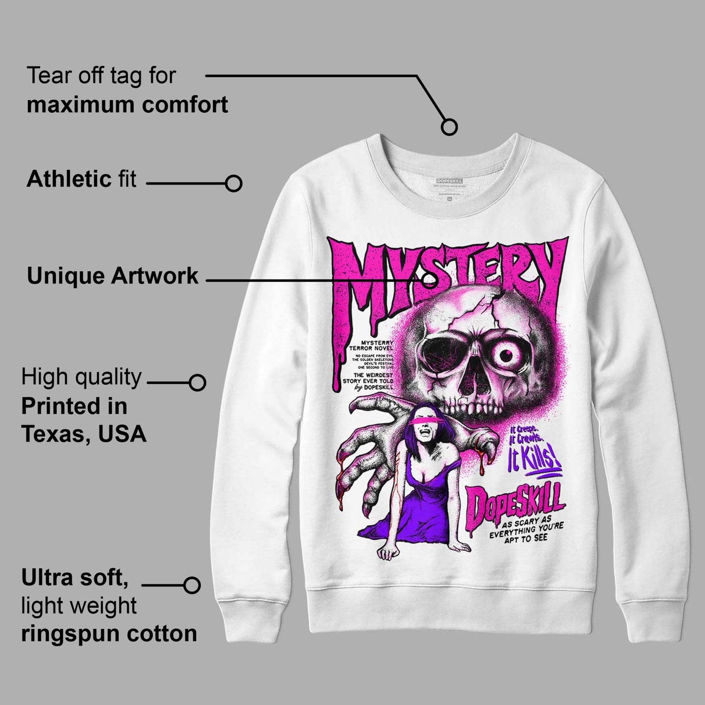 Dunk Active Fuchsia DopeSkill Sweatshirt Mystery Ghostly Grasp Graphic