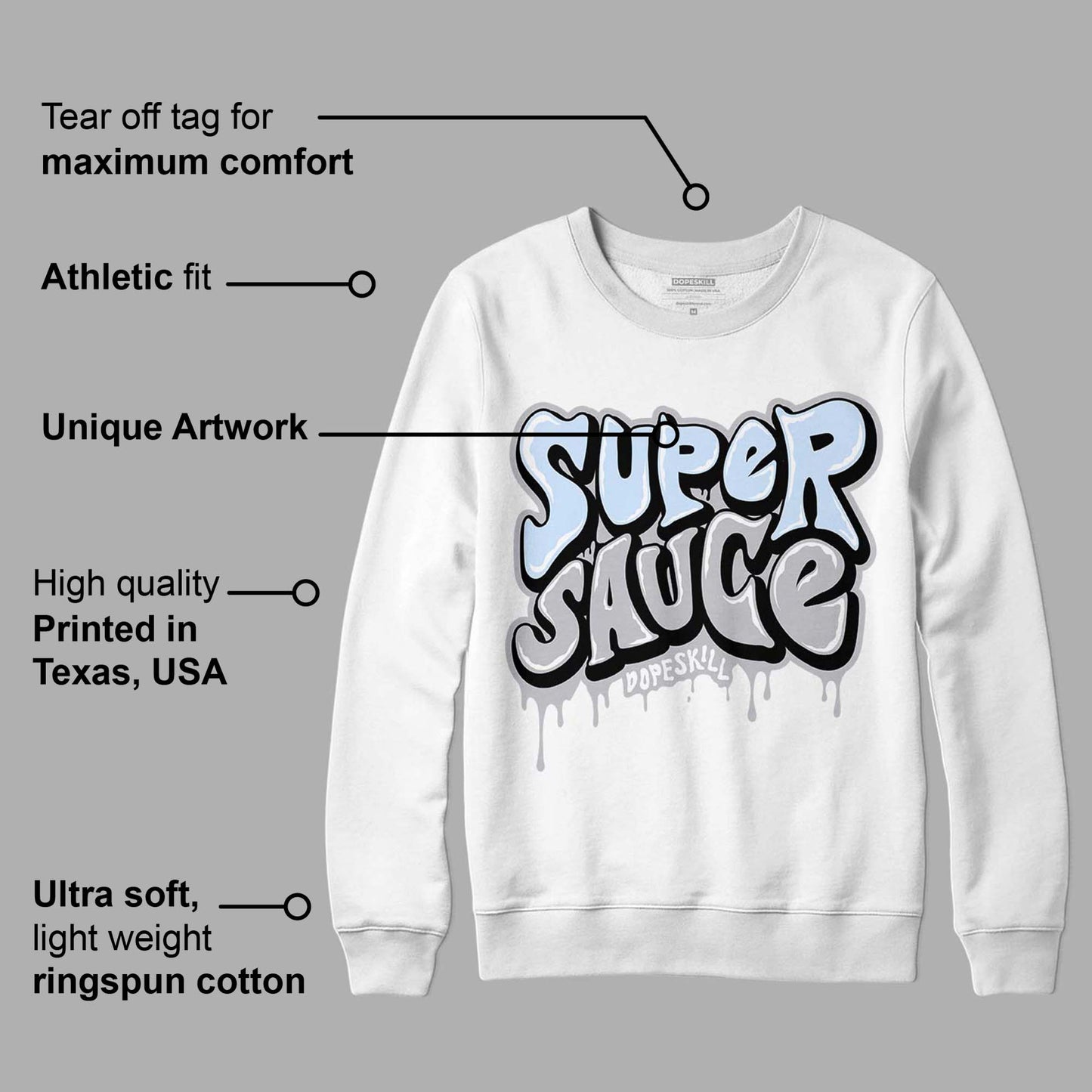Cement Grey 11s DopeSkill Sweatshirt Super Sauce Graphic