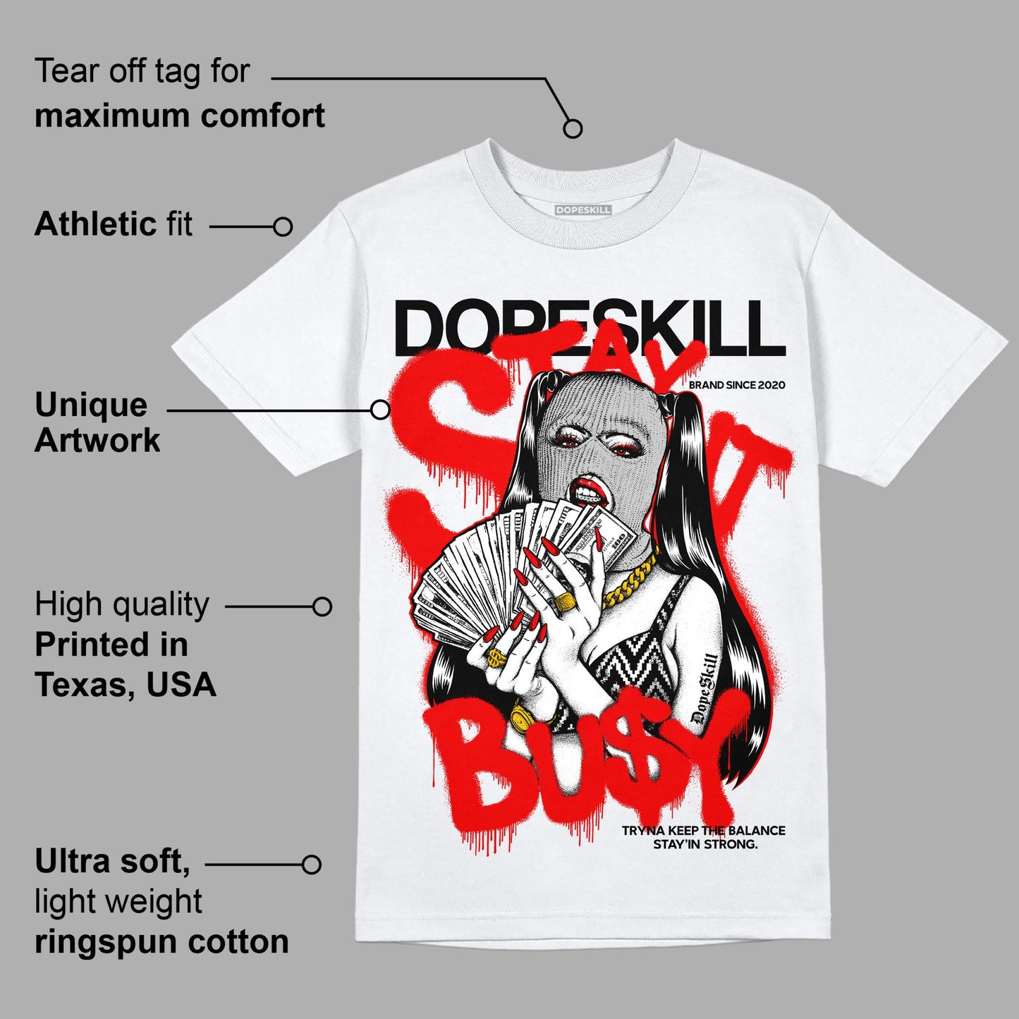 Cherry 12s DopeSkill T-Shirt Stay It Busy Graphic