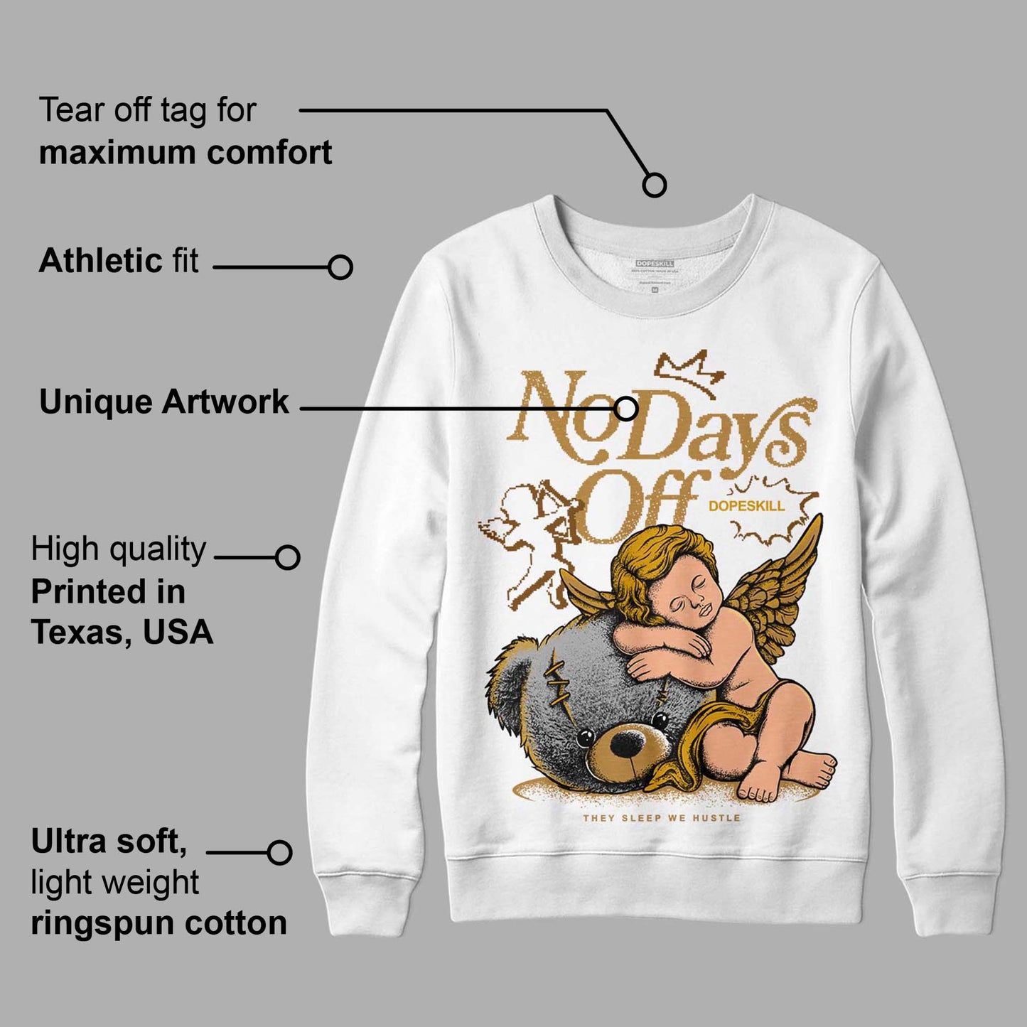 Wheat 13s DopeSkill Sweatshirt New No Days Off Graphic