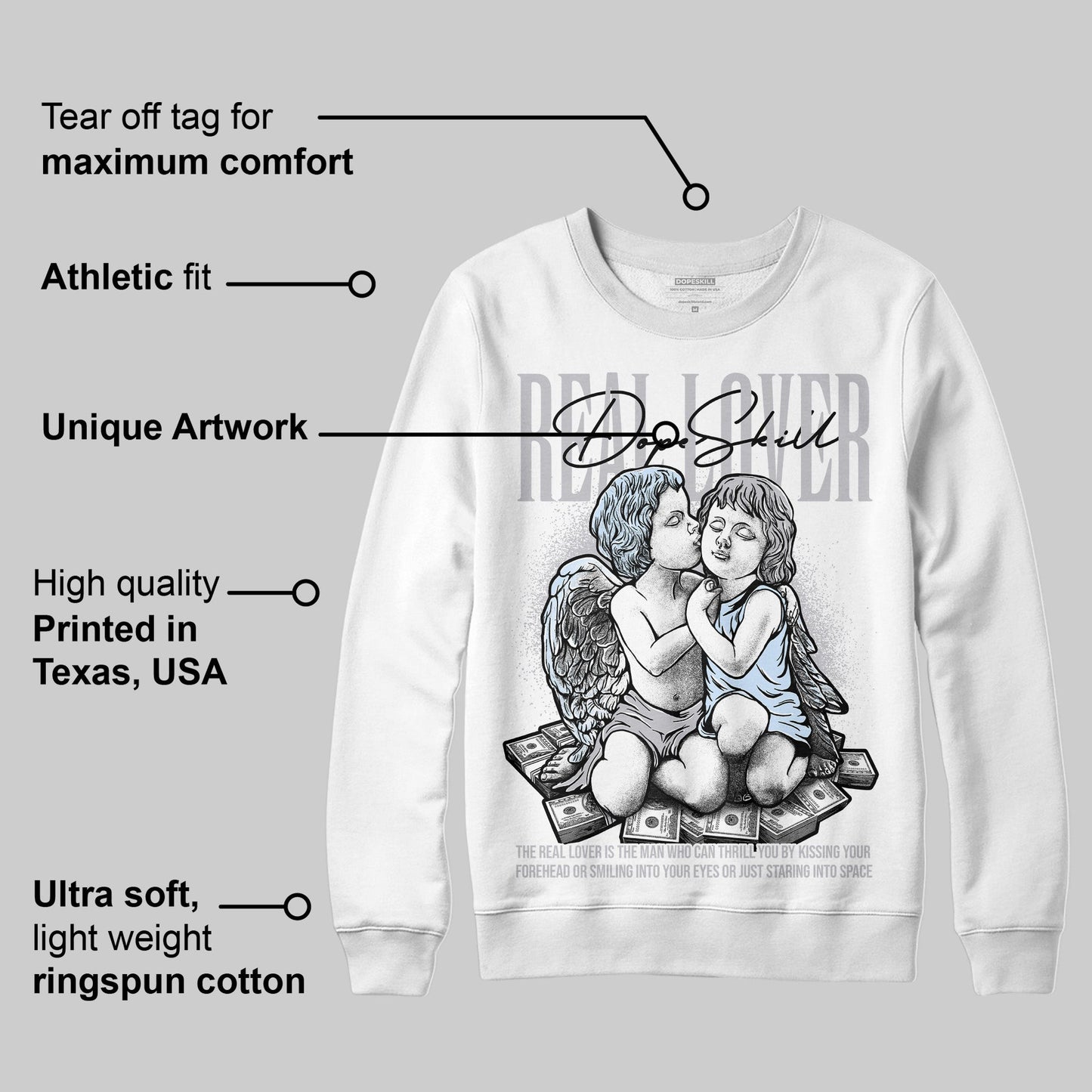 Cement Grey 11s DopeSkill Sweatshirt Real Lover Graphic