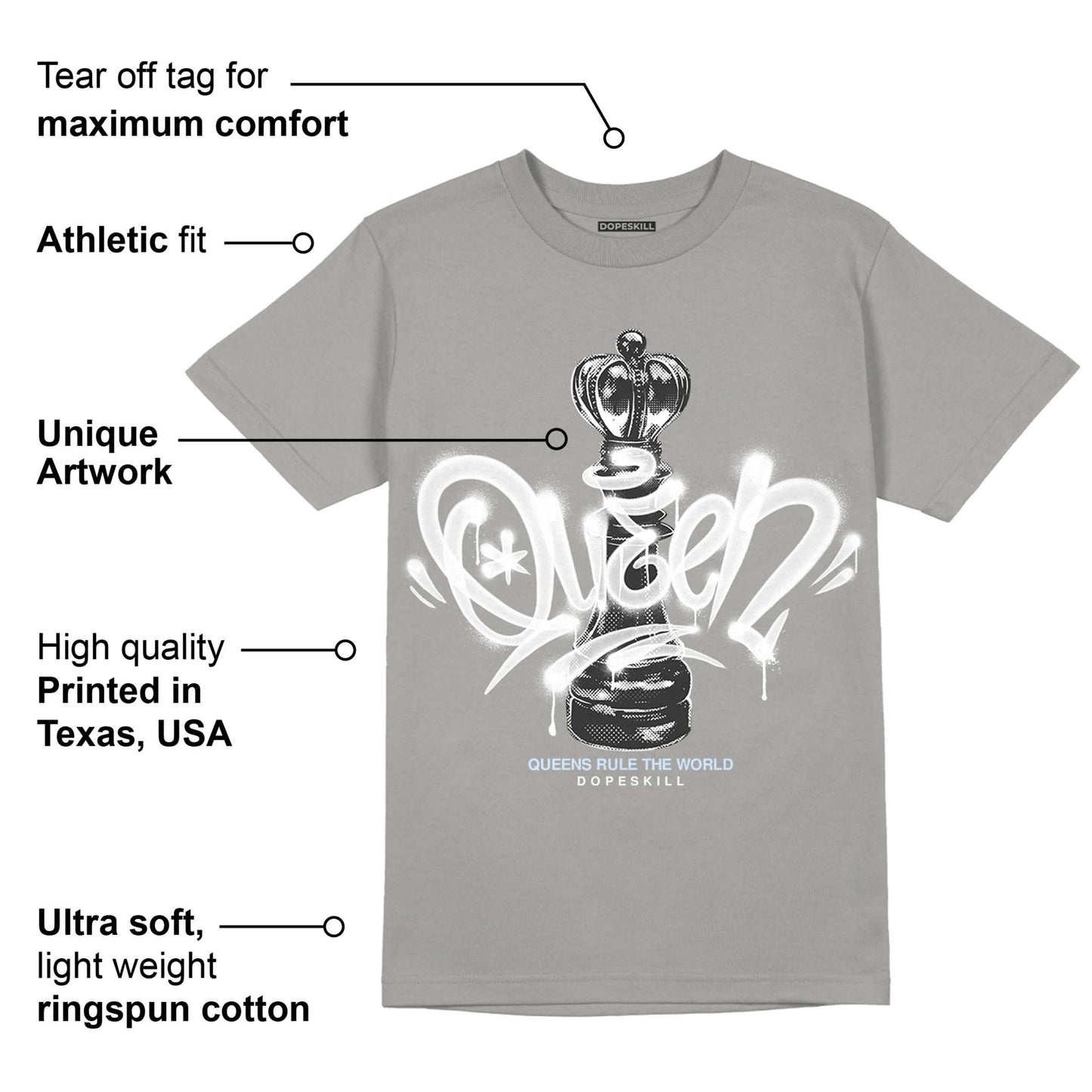 Cool Grey 11s DopeSkill Grey T-shirt Queen Chess Graphic
