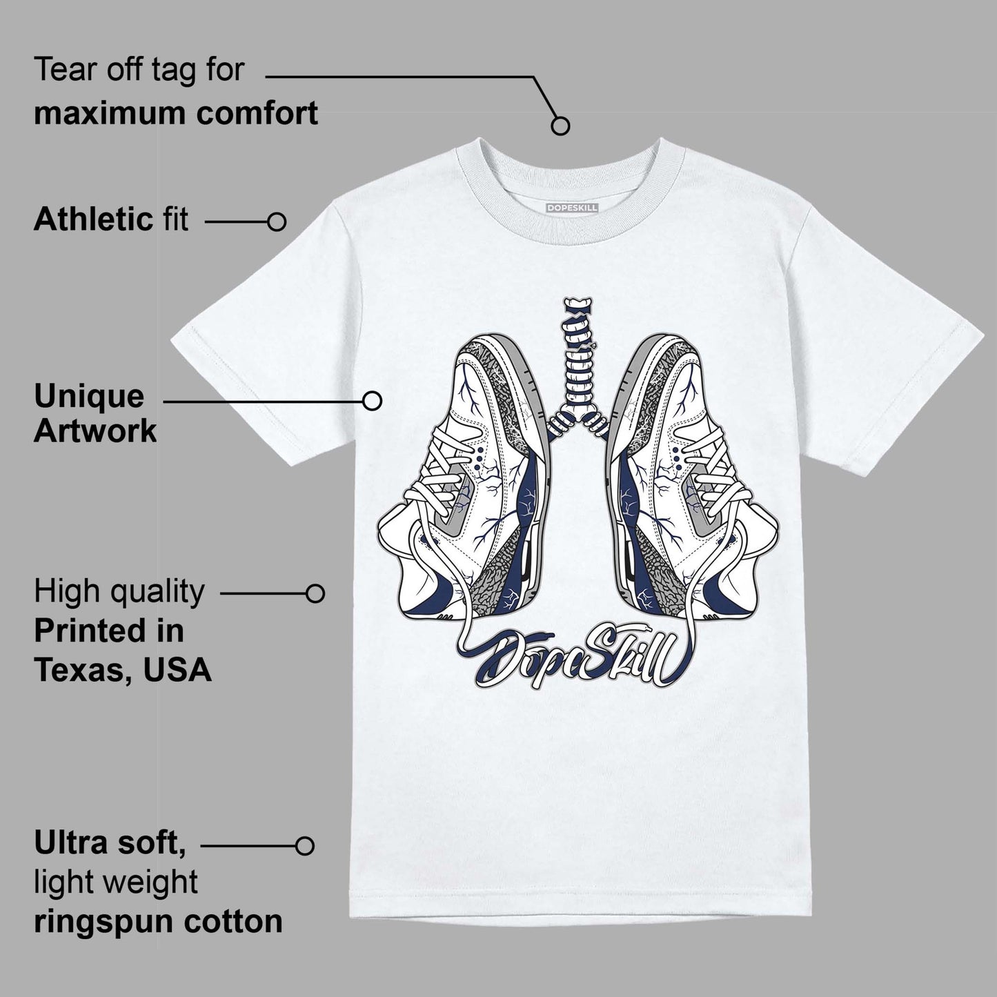 Midnight Navy 3s DopeSkill T-Shirt Breathe Graphic