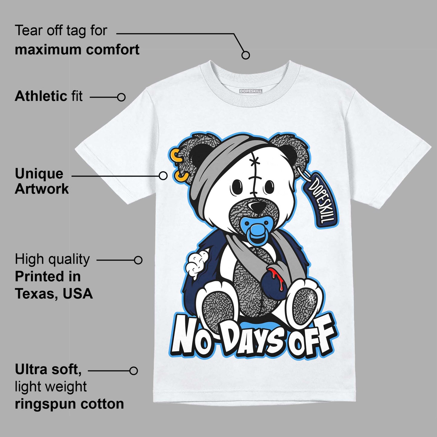 Midnight Navy 3s DopeSkill T-Shirt Hurt Bear Graphic