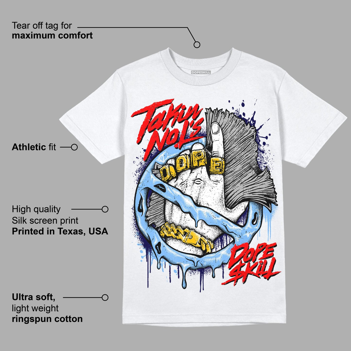 AJ 6 University Blue DopeSkill T-Shirt Takin No L's Graphic