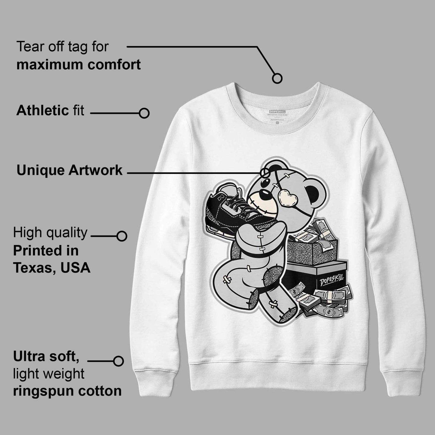Off Noir 3s DopeSkill Sweatshirt Bear Steals Sneaker Graphic
