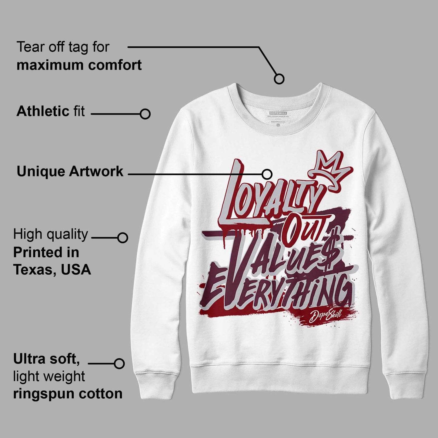 Burgundy 5s DopeSkill Sweatshirt LOVE Graphic