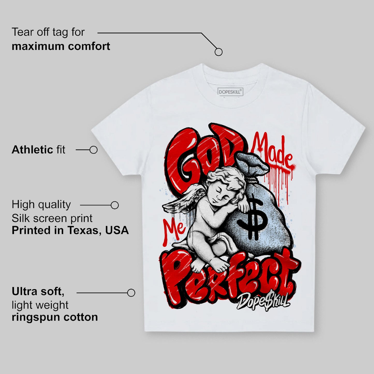 Cherry 11s  DopeSkill Toddler Kids T-shirt God Made Me Perfect Graphic
